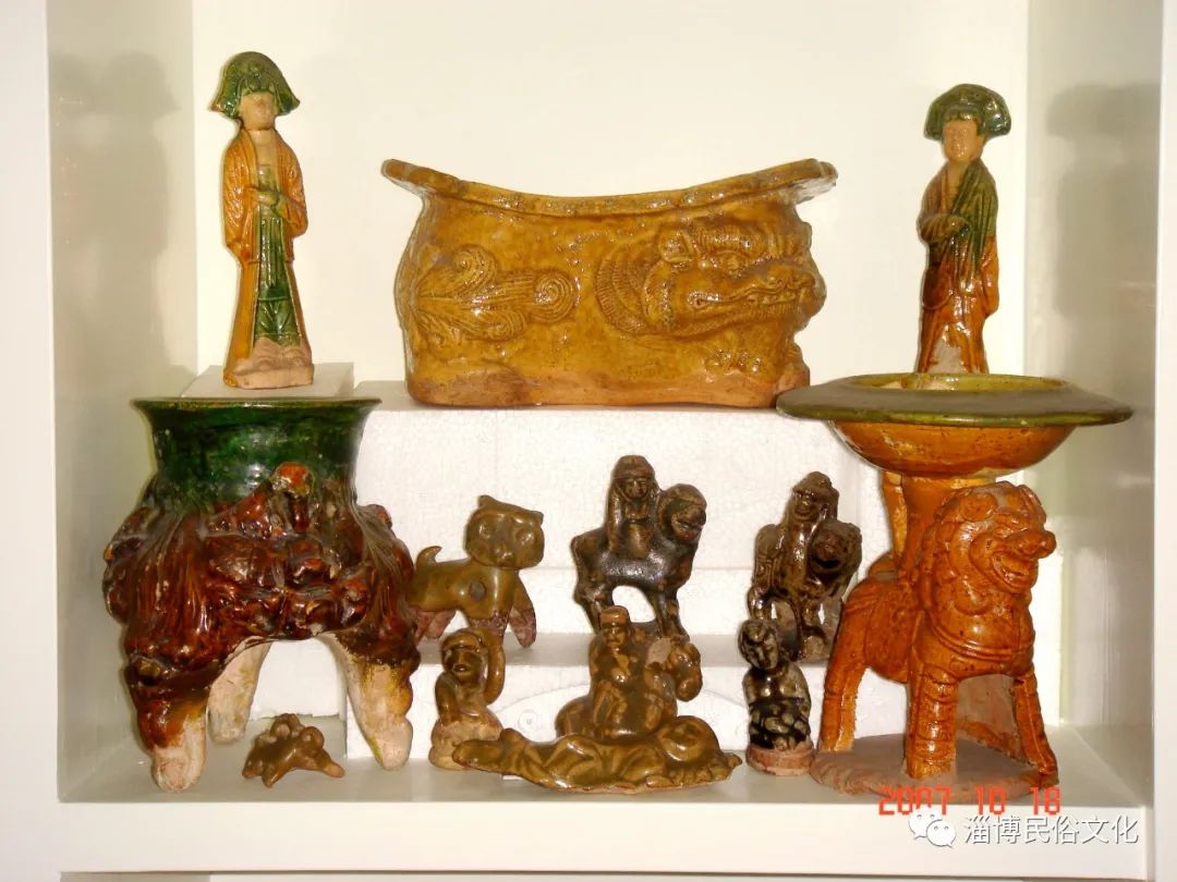 山东淄博窑三彩金代武士俑,淄川陶瓷工艺品