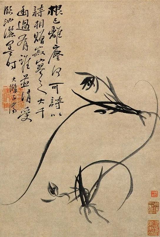 国画兰花加花瓶作品欣赏图片,五幅古代名家笔下的国画兰花欣赏