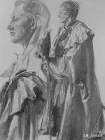 门采尔自画素描高清大图,素描大师门采尔著名作品