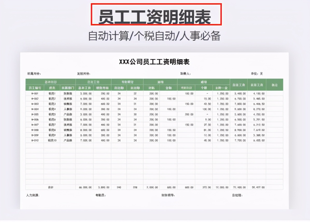 excel工资表12个月每个人明细汇总,工资表格excel教程