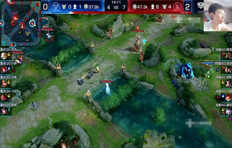 王者荣耀梦泪和小胖单挑韩信,qg小胖梦泪