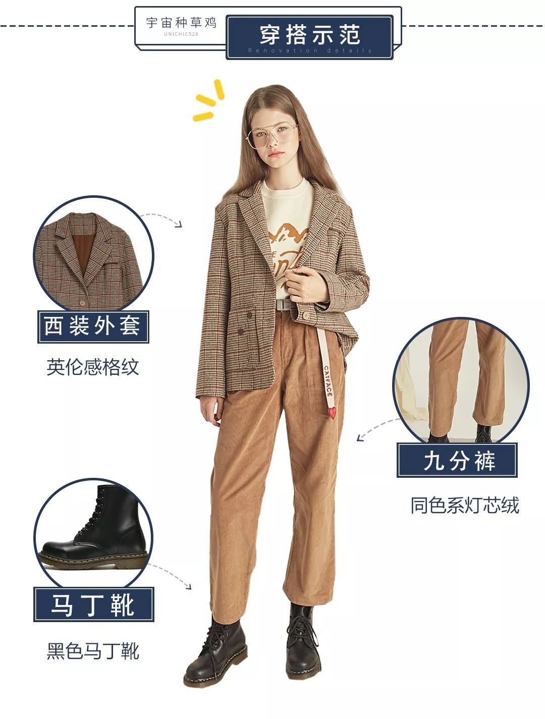 气质高腰短外套,短款外套搭直筒长裤