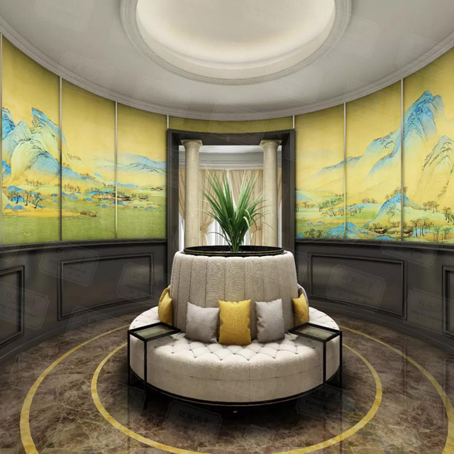 如鱼得水背景墙效果图加钛金条,如鱼得水哑光背景墙