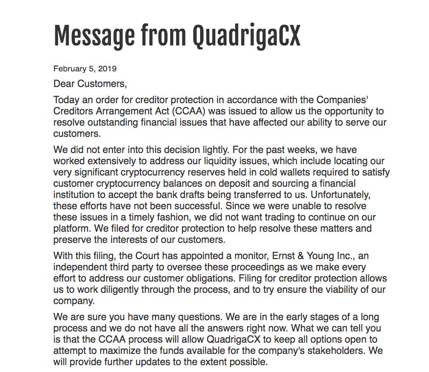 创始人死亡交易所无法提现——关于QuadrigaCX的11个疑点