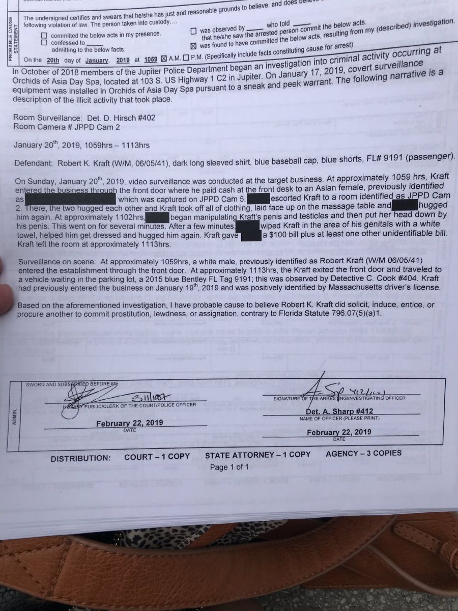 爱国者老板克拉夫特嫖娼事件文书公布