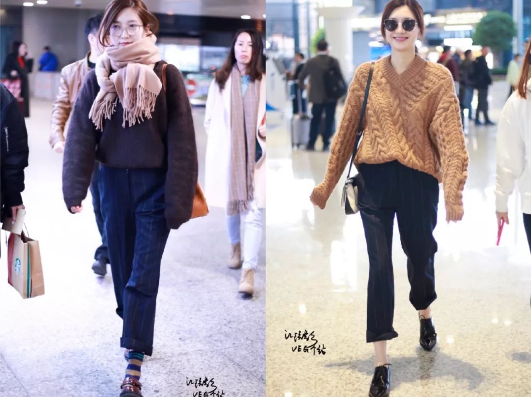 江疏影穿搭日常,照片中的江疏影身穿拼接格子衬衫