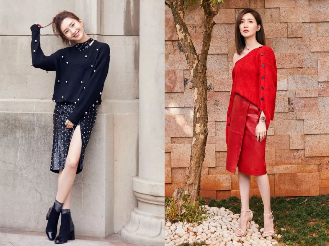 江疏影穿搭日常,照片中的江疏影身穿拼接格子衬衫