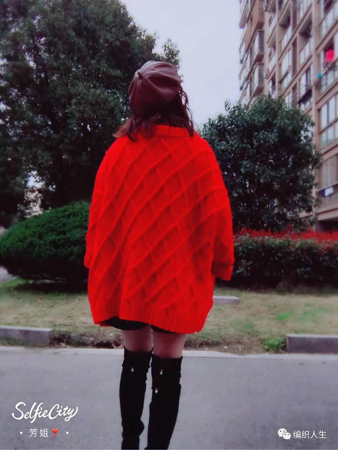 棒针手工粗线正肩毛衣女款,棒针编织v字领蝙蝠毛衣穿上显胖