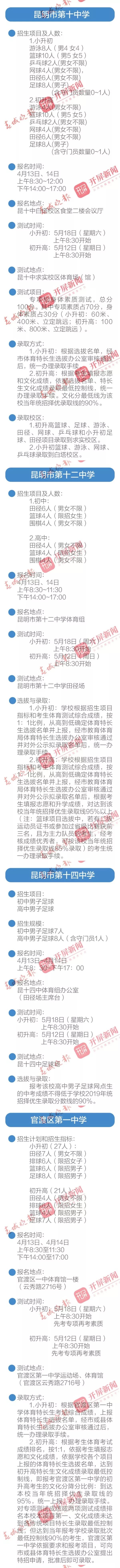 昆明市体育特长生招生学校,2020昆明体育特长生报名