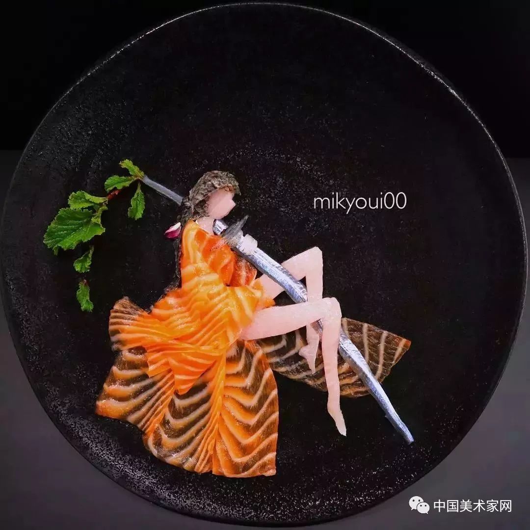 刺身的艺术图片大全,用生鱼片画作品