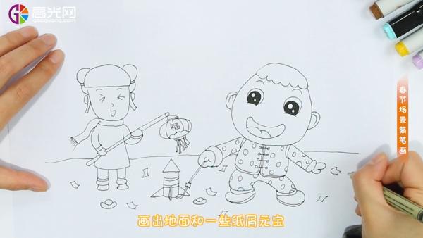 春节场景简笔画图片,春节幼儿简笔画