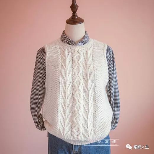 女款棒针宽松背心教程,达西妈妈女士圆领背心编织图解