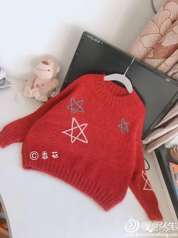 山羊绒女宝毛衣的编织教程,女宝彩虹色套头毛衣编织全过程