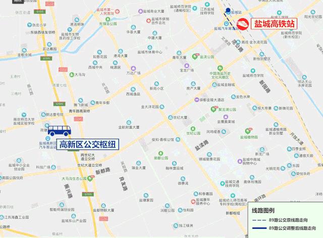 最新盐城市区公交车线路图,盐城高铁站公交线路