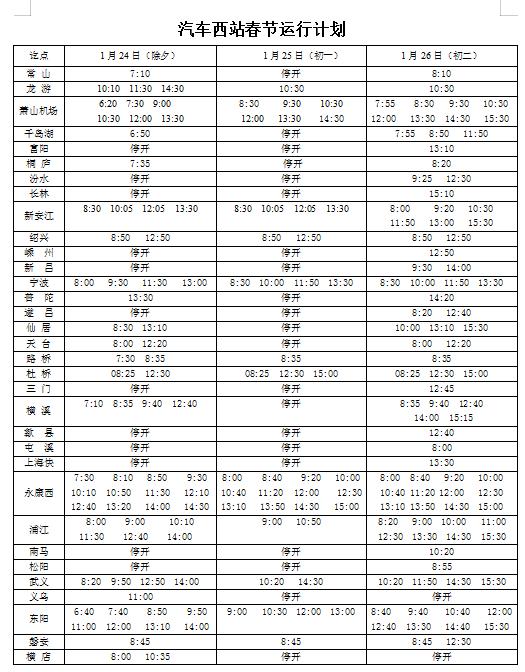 收藏！春节期间金华班车计划、银行、博物馆、科技馆时间表来了！