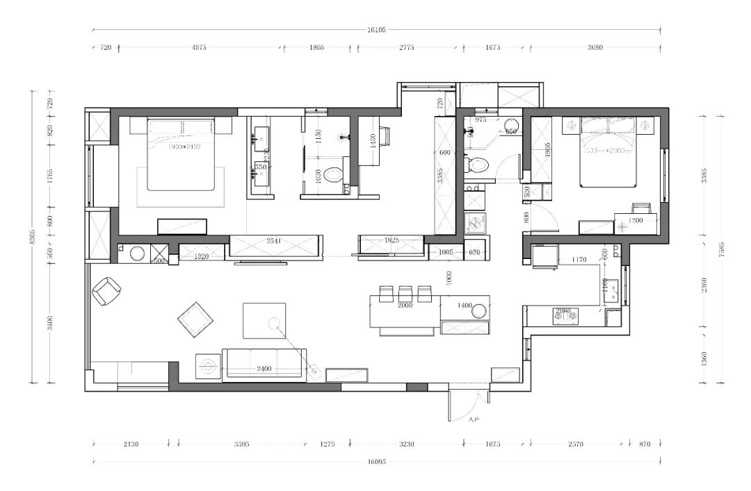 入门玄关连着小房间不浪费空间,现代化两边不靠墙入户玄关实用