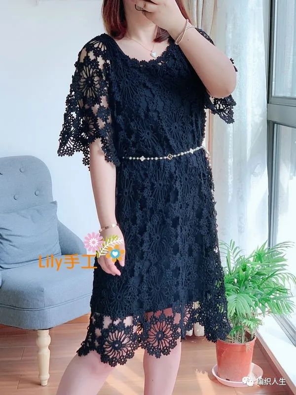 钩针编织叶子连衣裙图解,柳叶连衣裙钩针编织教程