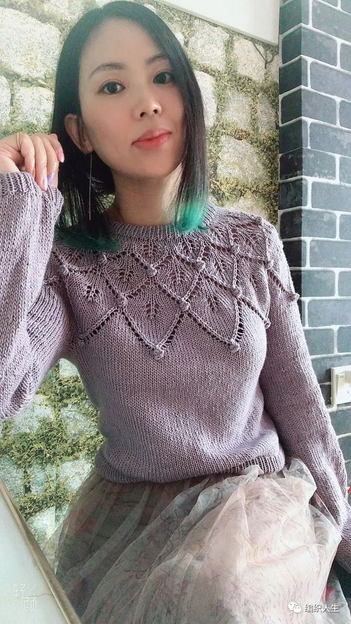 枫叶半袖套头毛衣编织教程全集,樱落棒针编织镂空宽松套头衫