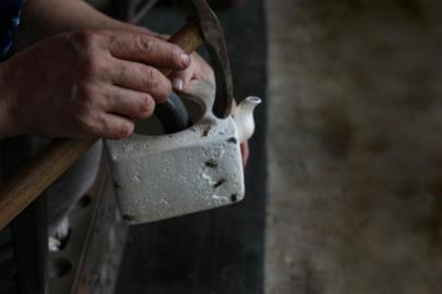 纯银嵌金荷花银壶纯手工泡茶银壶,纯银复古银壶