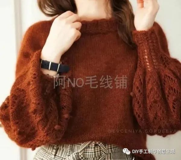 宽松塌肩袖毛衣新款手工编织,毛衣手工编织泡泡袖教程