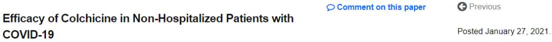 首个对新冠有效的口服药物或诞生！加拿大临床研究证实，治疗痛风的秋水仙碱能使轻症新冠患者住院和死亡风险下降25%丨临床大发现