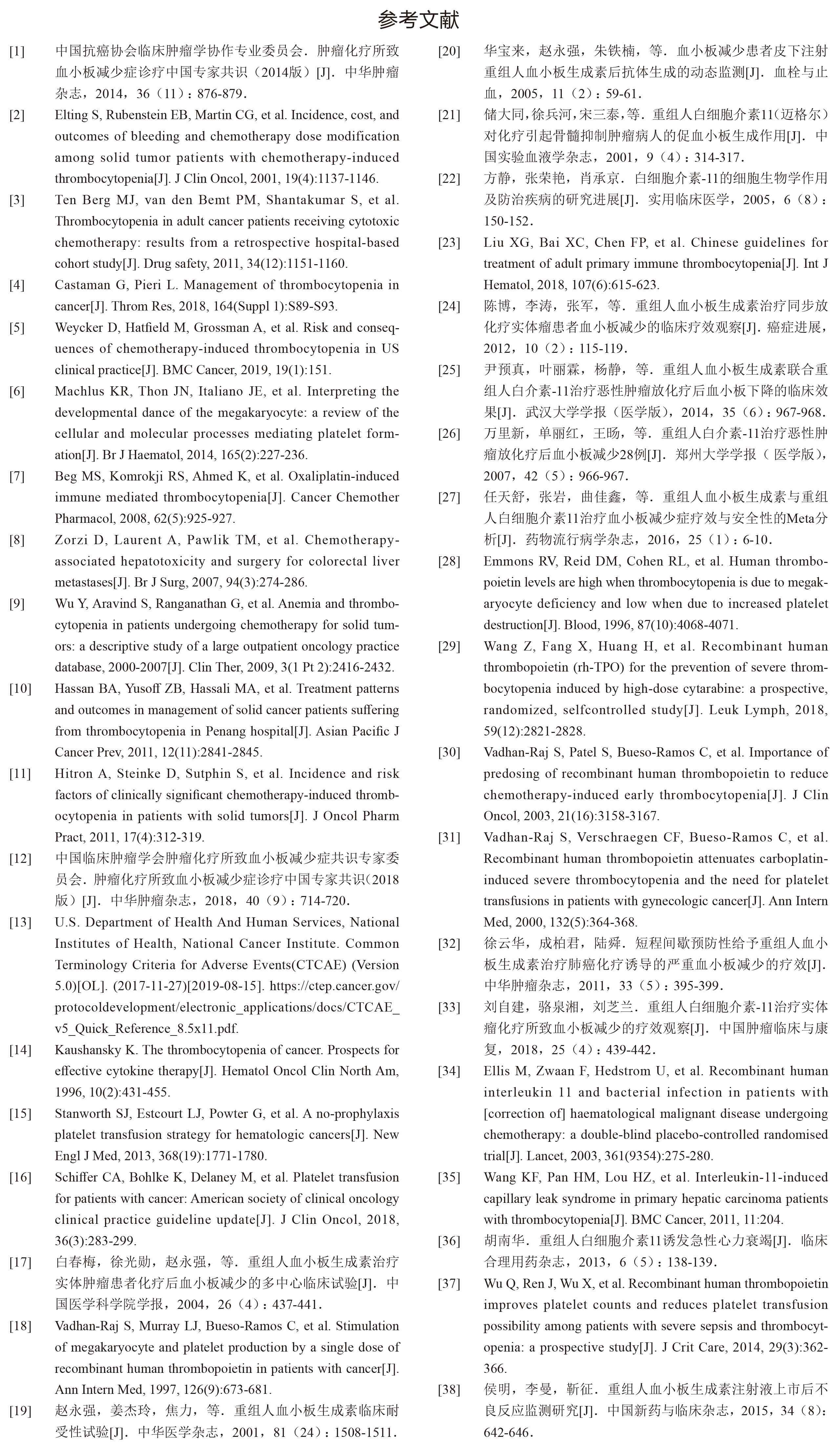 肿瘤治疗相关性血小板减少,肿瘤血小板减少专家共识