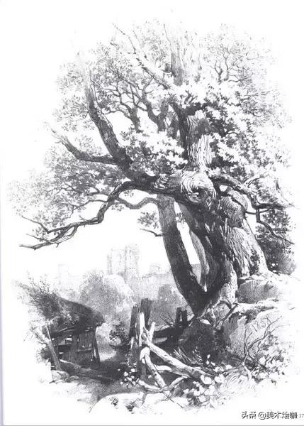 高清素描临摹风景图入门,素描画画教程7-12岁风景图