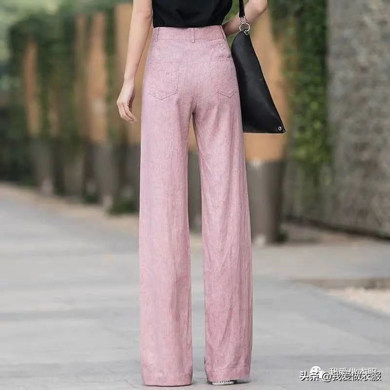 秋冬阔脚裤子的裁剪图,春季窄版宽腿裤垂感