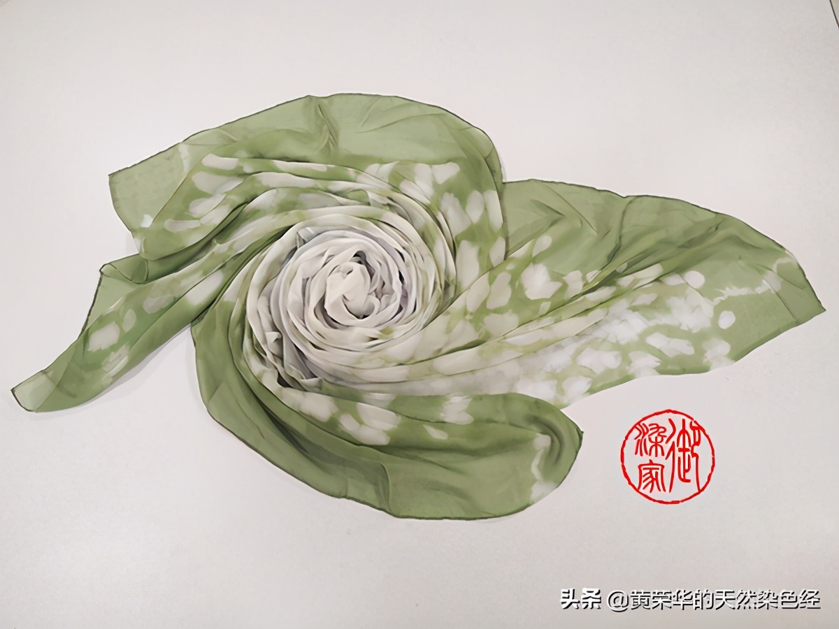 植物扎染香云纱,植物染桃红真丝丝巾