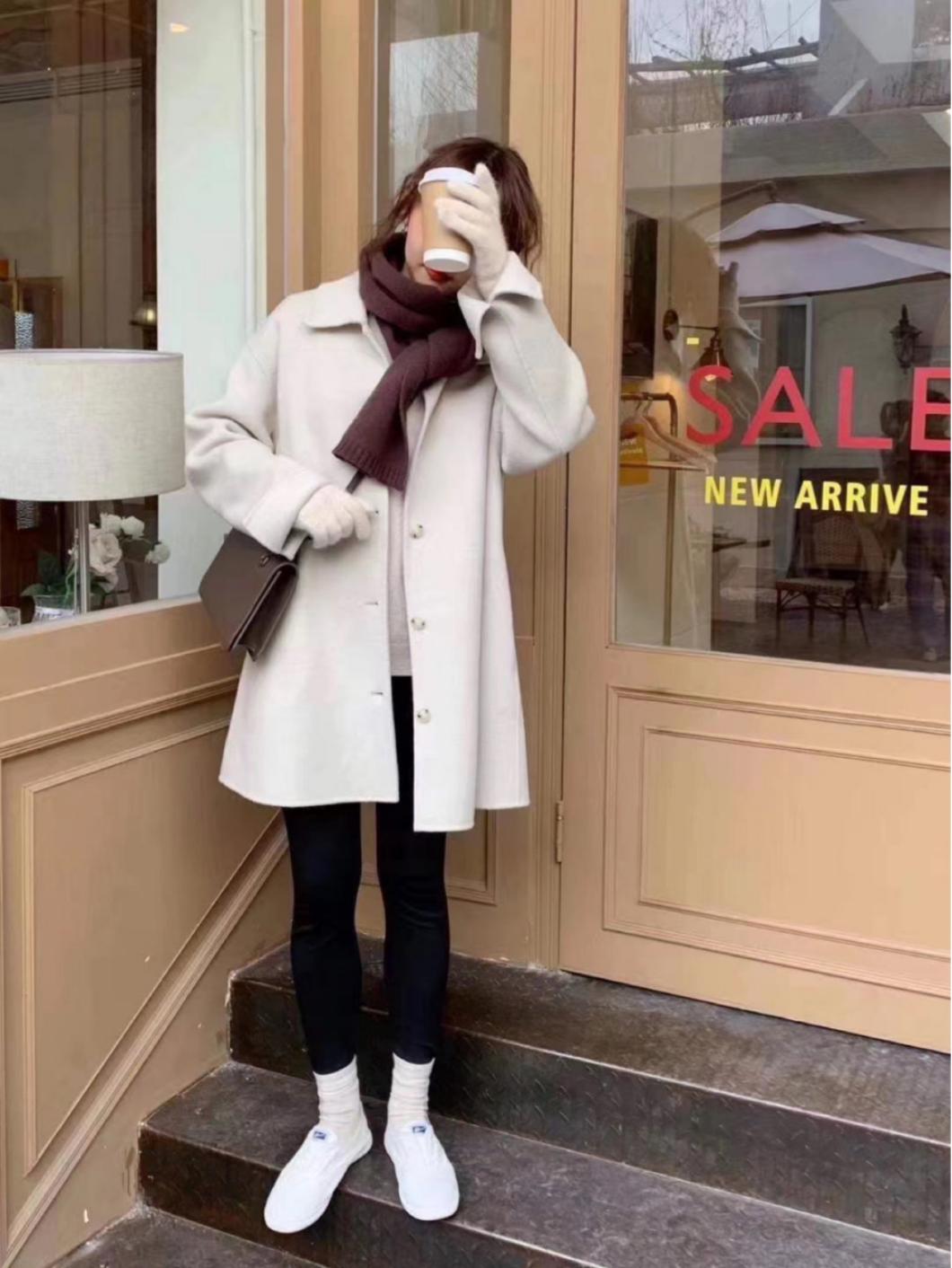 韩系大衣冬高级感搭配,冬季大衣怎么穿搭好看图片