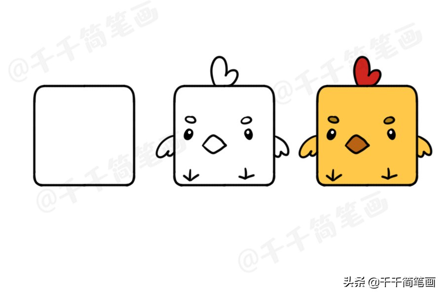 100个动物简笔画老虎,用圆形画各种小动物简笔画