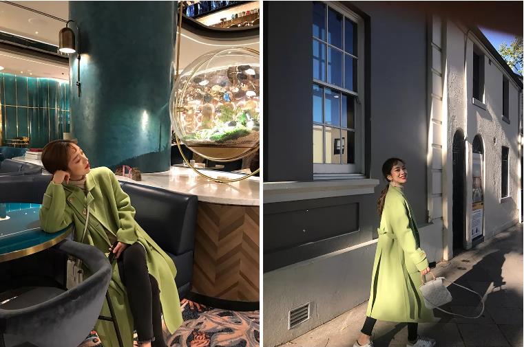 韩系欧尼风衣外套,韩国欧尼黑色大衣搭配