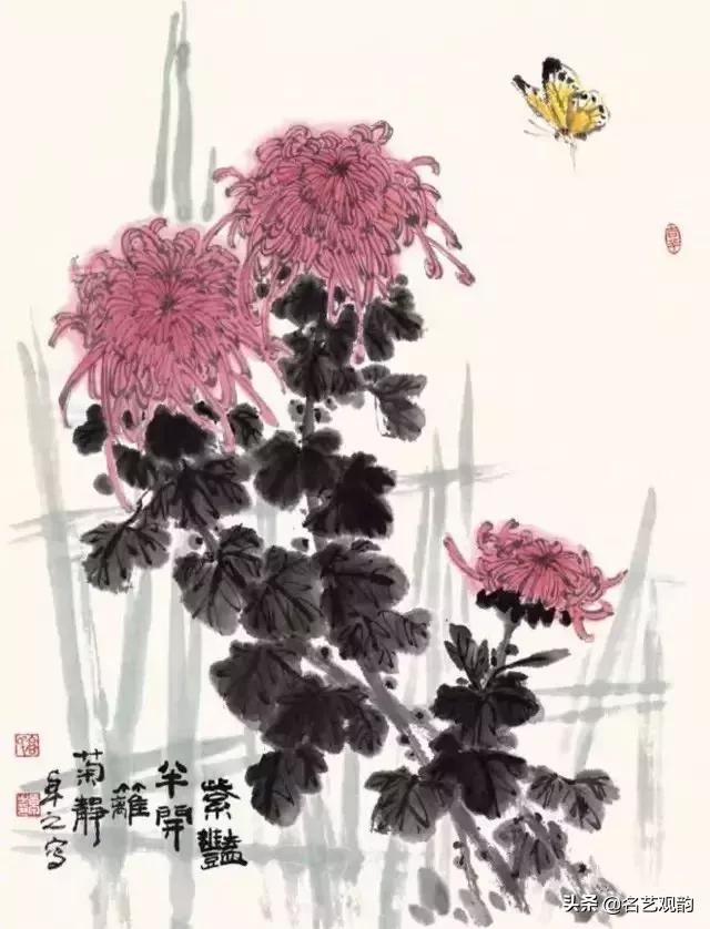 写意菊花小品国画大全,国画写意菊花和螃蟹