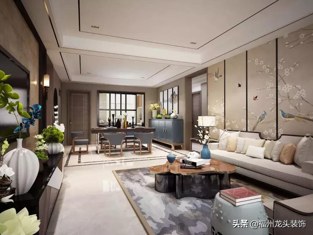 中式客厅大气,红木新中式客厅大气