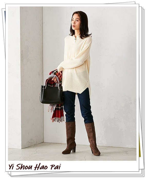 棕色长靴冬季不露腿搭配,棕色长靴怎么搭配好看冬季