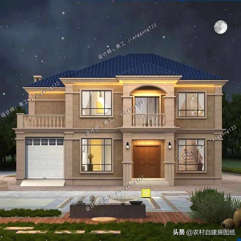 二层带车库露台农村别墅,带车库的二层农村小别墅实景房