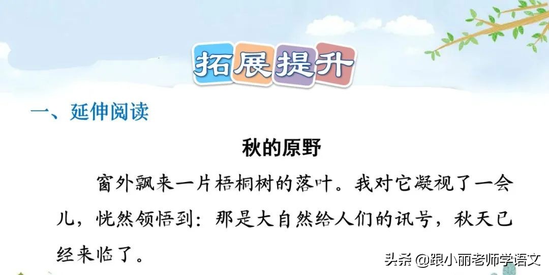 统编语文三上第5课《铺满金色巴掌的水泥道》知识点+同步练习