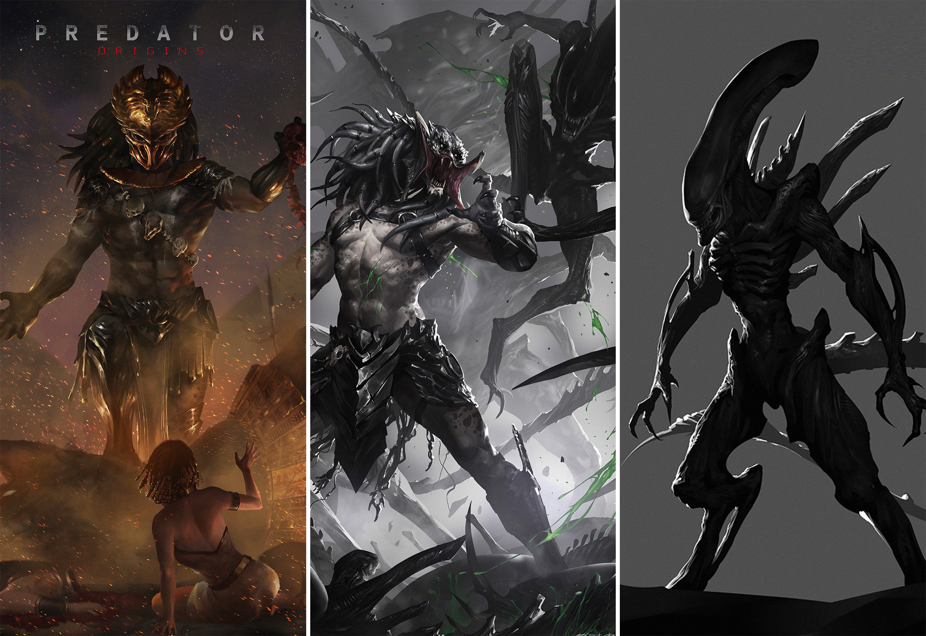 异形的宿敌铁血战士,异形大战铁血战士原画