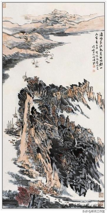 陆俨少山水画教学视频雁荡山写生,杨宝杰老师陆俨少大幅山水画鉴赏