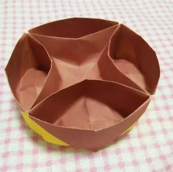 超简单折纸立体水果盒,精美礼品盒的折纸教程图解