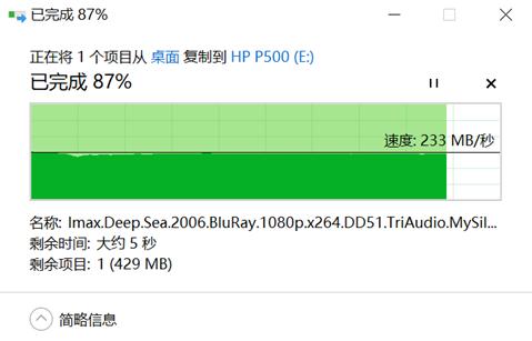 无惧后浪的上下翻腾左右摇摆，HP惠普P5001T移动固态读写稳得很