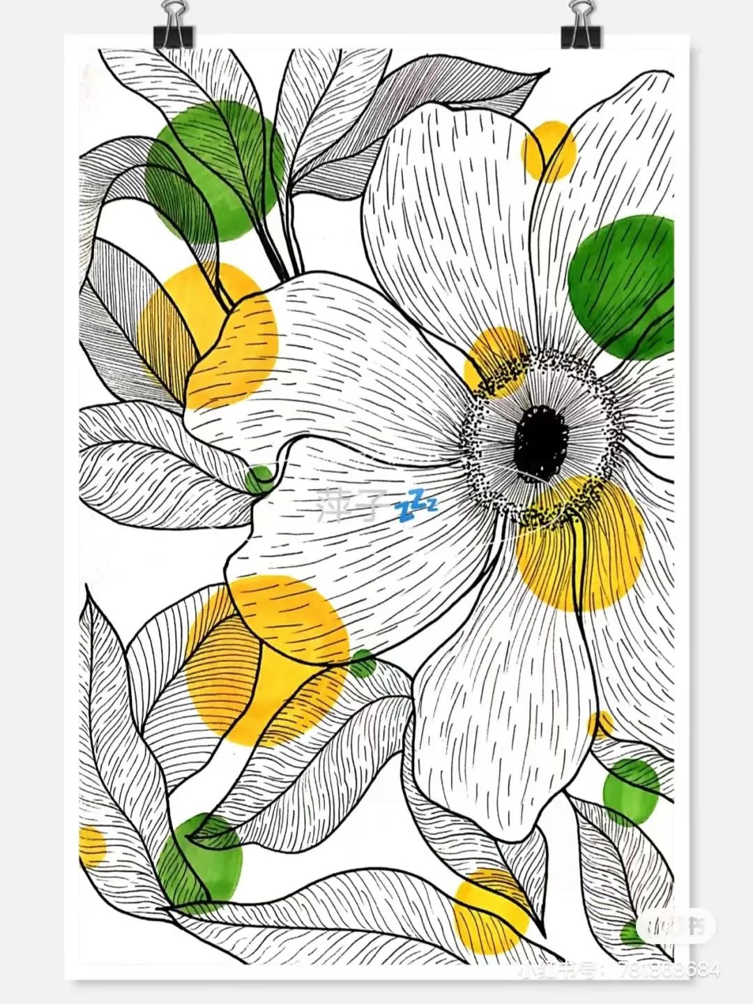 花卉简单线描创意画,花草线描画装饰