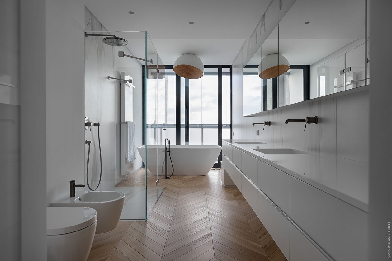 原木地板全屋搭配白色家具效果图,七里河中式原木整装全屋家具定制