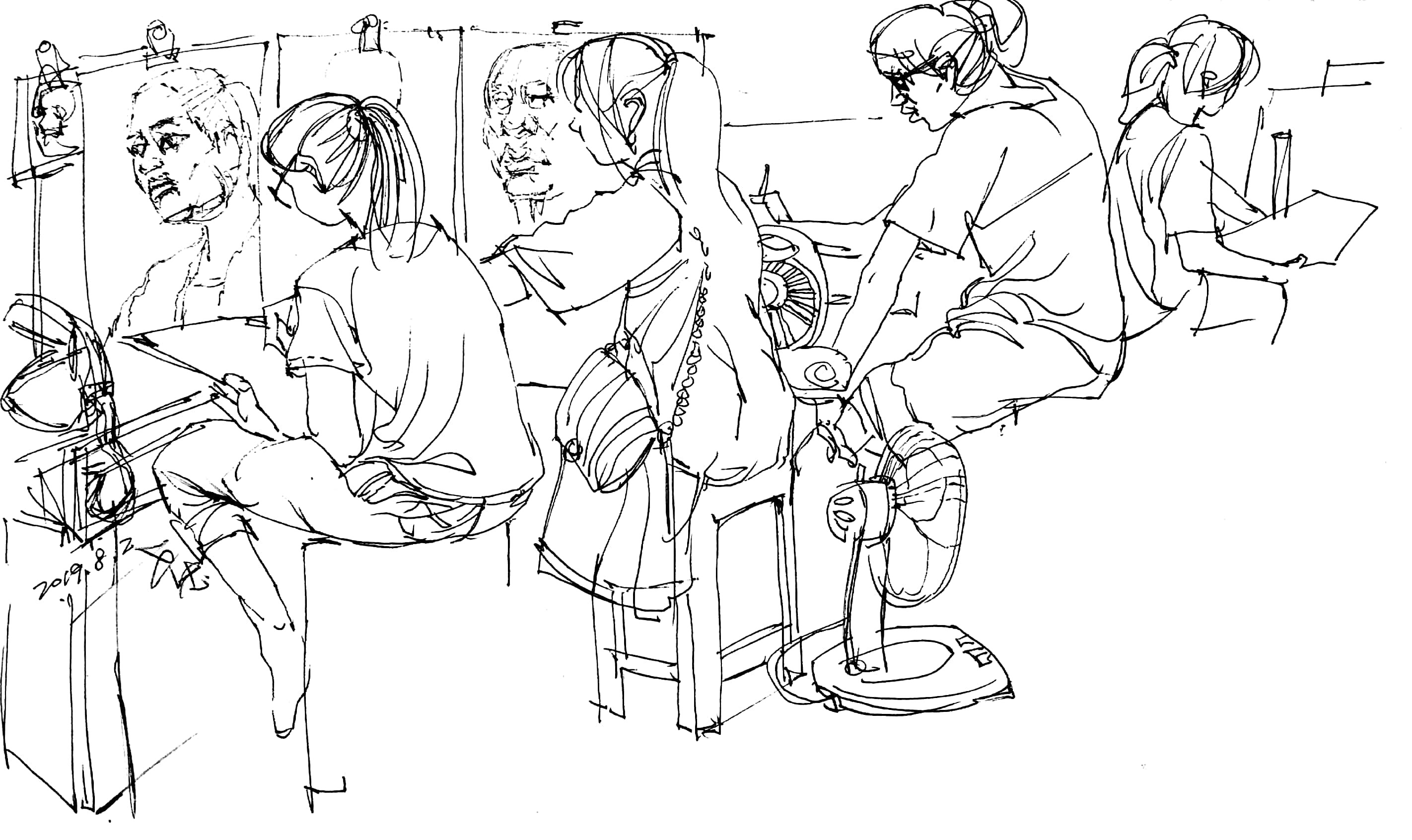 亲切友好的钢笔画速写