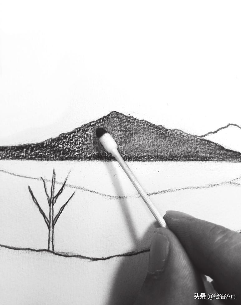 炭笔如何一笔画出渐变绘画技巧,炭笔风景教学