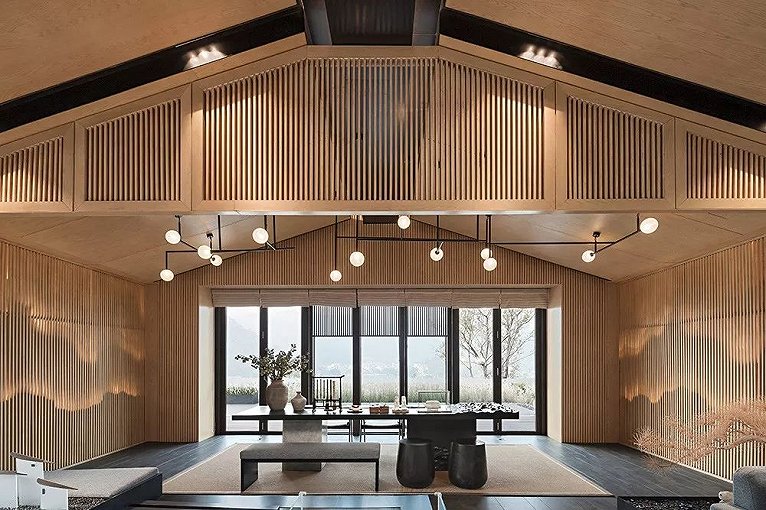 售楼处原木风设计,现代简约原木居所设计