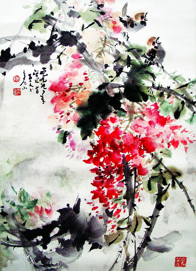 陈明谋国画作品欣赏,繁中手绘