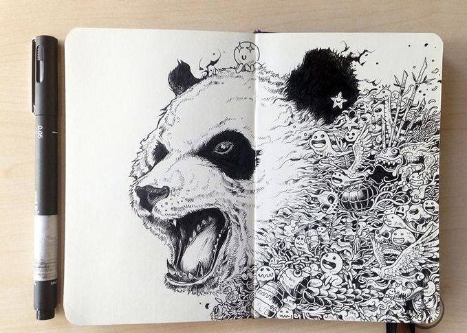 针管笔画向日葵,针管笔画100幅欣赏