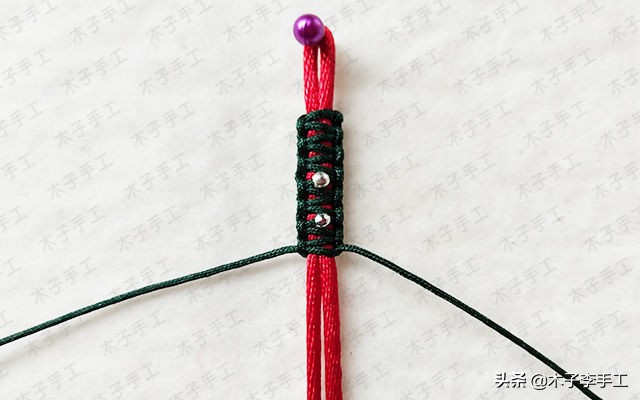 双向平结手链收尾串珠,花样平结串珠手链编织