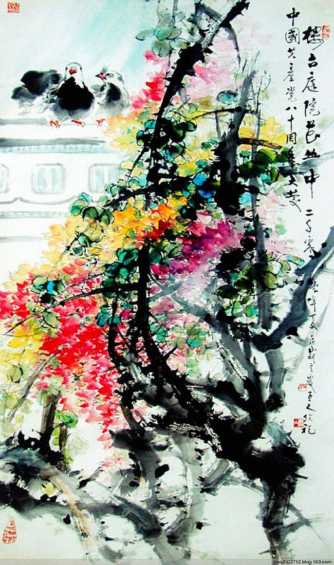 陈明谋国画作品欣赏,繁中手绘